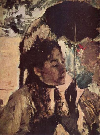 Edgar Degas In den Tuilerien: Frau mit Sonnenschirm oil painting picture